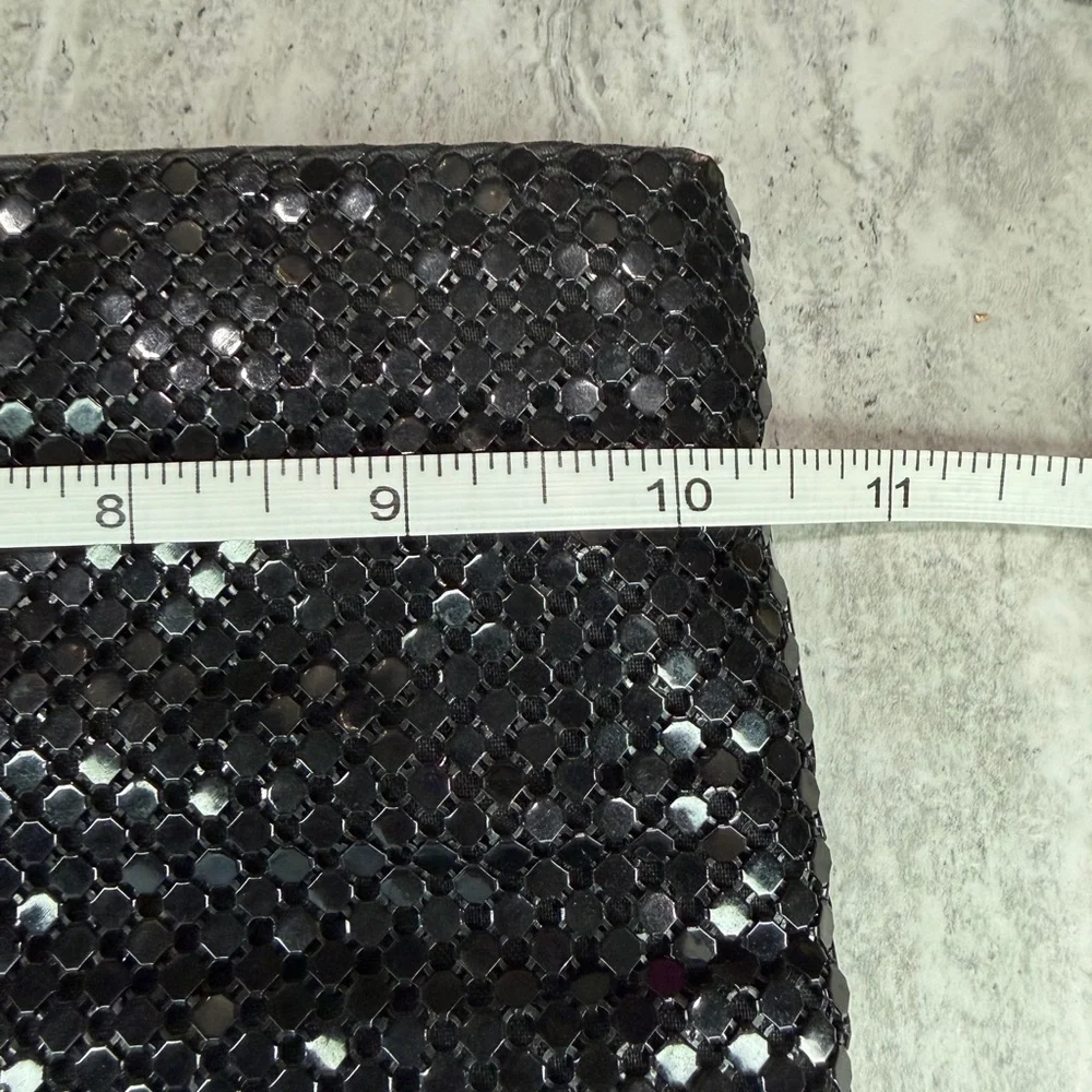 Vintage Whiting & Davis Black Metal Mesh Evening Clutch Bag